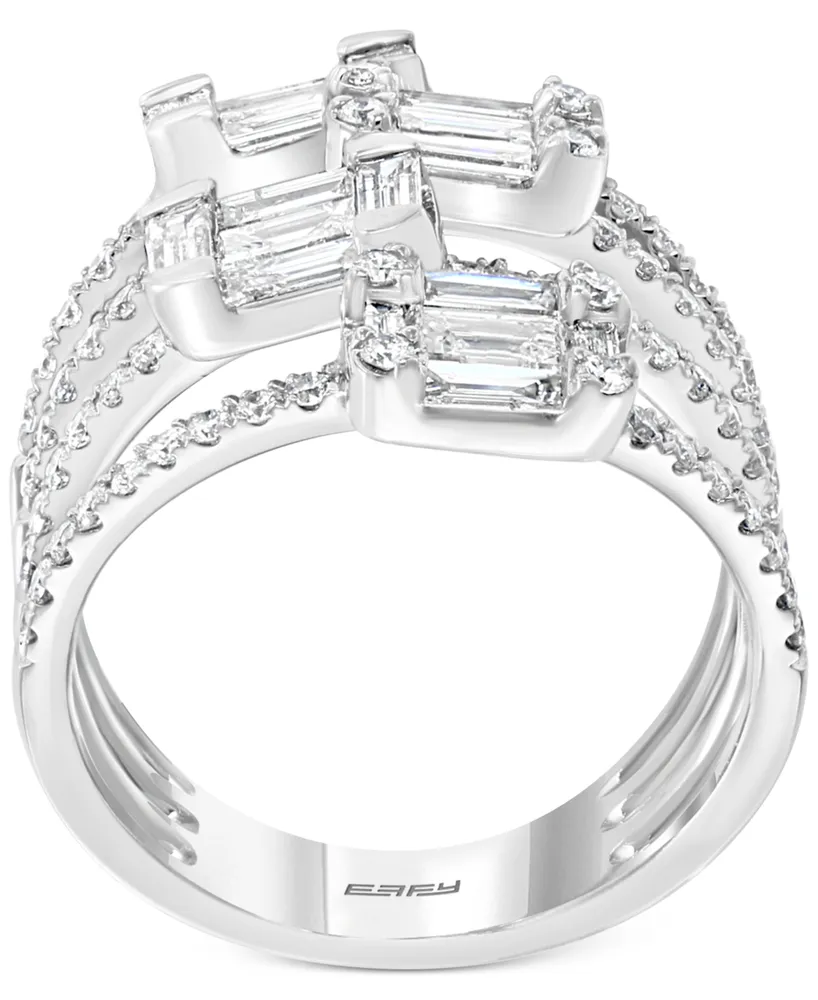 Effy Hematian Diamond Multi-Row Baguette Statement Ring (1-5/8 ct. t.w.) in 18k White Gold