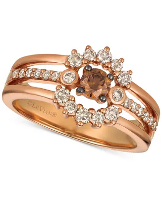 Le Vian Creme Brulee Diamond Halo Three-Row Ring (5/8 ct. t.w.) in 14k Rose Gold