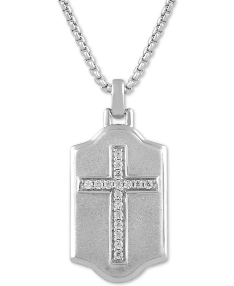 Men's Diamond Cross 22" Pendant Necklace (1/4 ct. t.w.) in Sterling Silver