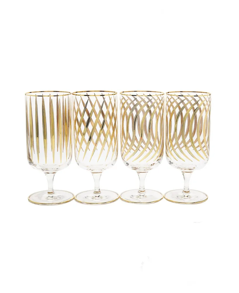 Classic Touch Set of 4 Mix and Match Drinking Glasses with 24K Gold Design