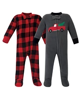 Hudson Baby Boys Fleece Zipper Sleep and Play 2pk