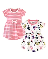 Touched by Nature Baby Girls Organic Cotton Short-Sleeve Dresses 2pk, Butterflies and Dragonflies
