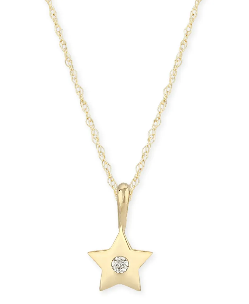 Diamond Accent Solid Star Pendant in 14K Yellow Gold