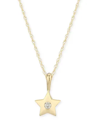 Diamond Accent Solid Star Pendant in 14K Yellow Gold