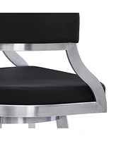 Saturn 26" Counter Height Swivel Gray Artificial leather and Brushed Stainless Steel Bar Stool