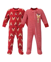 Hudson Baby Boys Fleece Zipper Sleep and Play 2pk