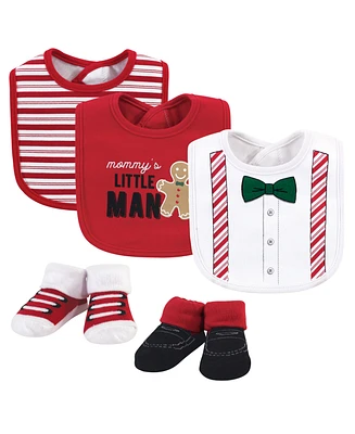 Little Treasure Baby Girl Cotton Bib and Sock Set 5pk, Christmas Necklace, One