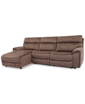 Hutchenson 3-Pc. Fabric Chaise Sectional with Power Recliner and Headrest