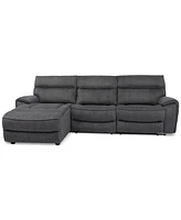Closeout! Hutchenson 3-Pc. Fabric Chaise Sectional with 2 Power Recliners and Headrests