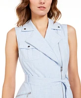 Calvin Klein Zip-Front Belted Dress