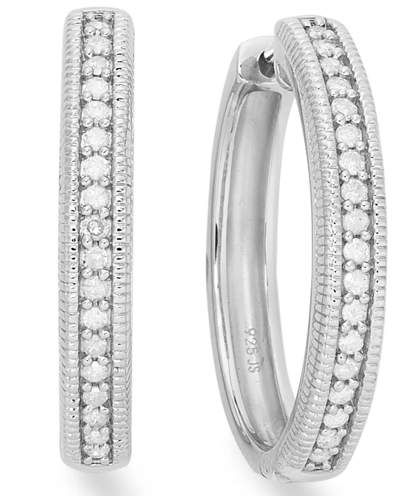 Diamond Hoop Earrings in Sterling Silver (1/4 ct. tw.)