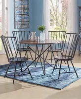 iNSPIRE Q Webber Round Dining Set with Iron Legs and High-Back Chairs