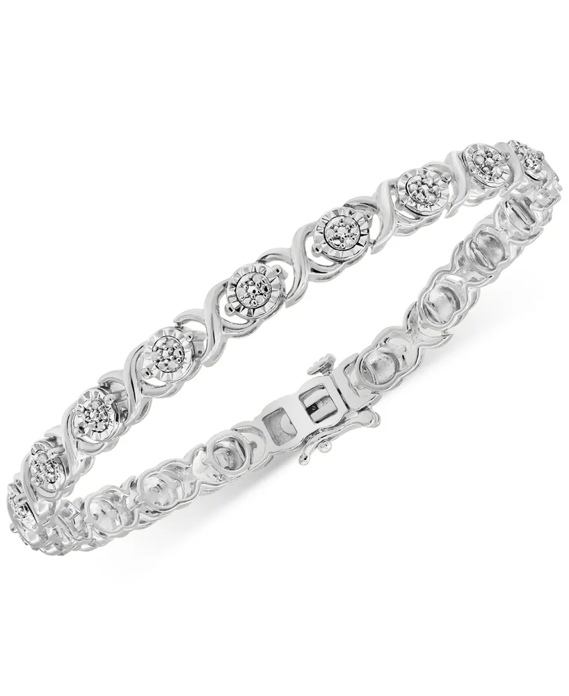 Diamond Link Bracelet (1/4 ct. t.w.) in Sterling Silver or 14k Yellow Gold Over Sterling Silver