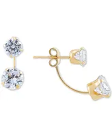 Cubic Zirconia Top & Wire Drop Earrings in 14k Gold