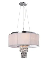 Artiva Usa Modern, Comtemporary Adrienne 6-Light Crystal Chandelier with Plisse Fabric Shade, Stainless Steel