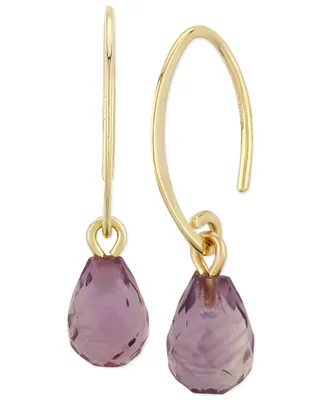 Gemstone Briolette Drop Earring 14k Yellow Gold Available Amethyst, Citrine, and Peridot.