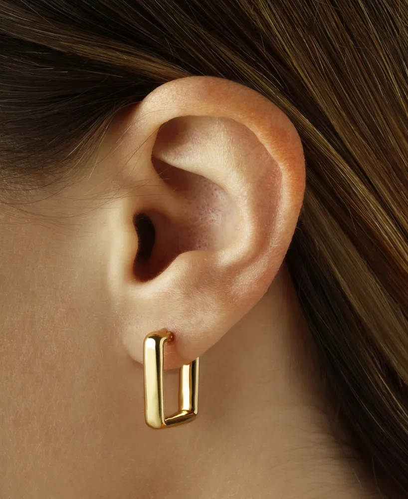 Square Hoop Earrings Set in 14k Yellow Gold