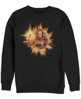 Marvel Men's Captain Fire Burst Chest Logo, Crewneck Fleece