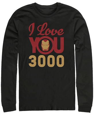 Marvel Men's Avengers Endgame Iron Man Face I Love You 3000, Long Sleeve T-shirt