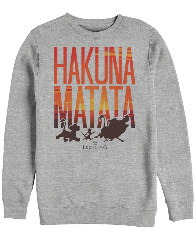 Disney Men's Lion King Hakuna Matata Sunset Text, Crewneck Fleece