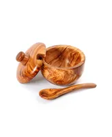 BeldiNest Olive Wood Sugar Bowl with Spoon