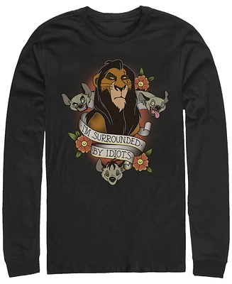 Disney Men's Lion King Scar Surrounded by Idiots Tattoo, Long Sleeve T-Shirt