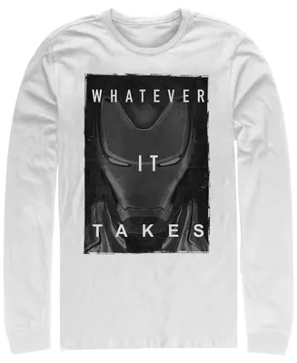 Marvel Men's Avengers Endgame Iron Man Whatever It Takes Poster, Long Sleeve T-shirt