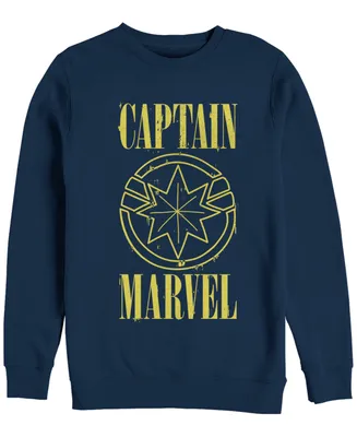 Marvel Men's Captain Text Logo, Crewneck Fleece