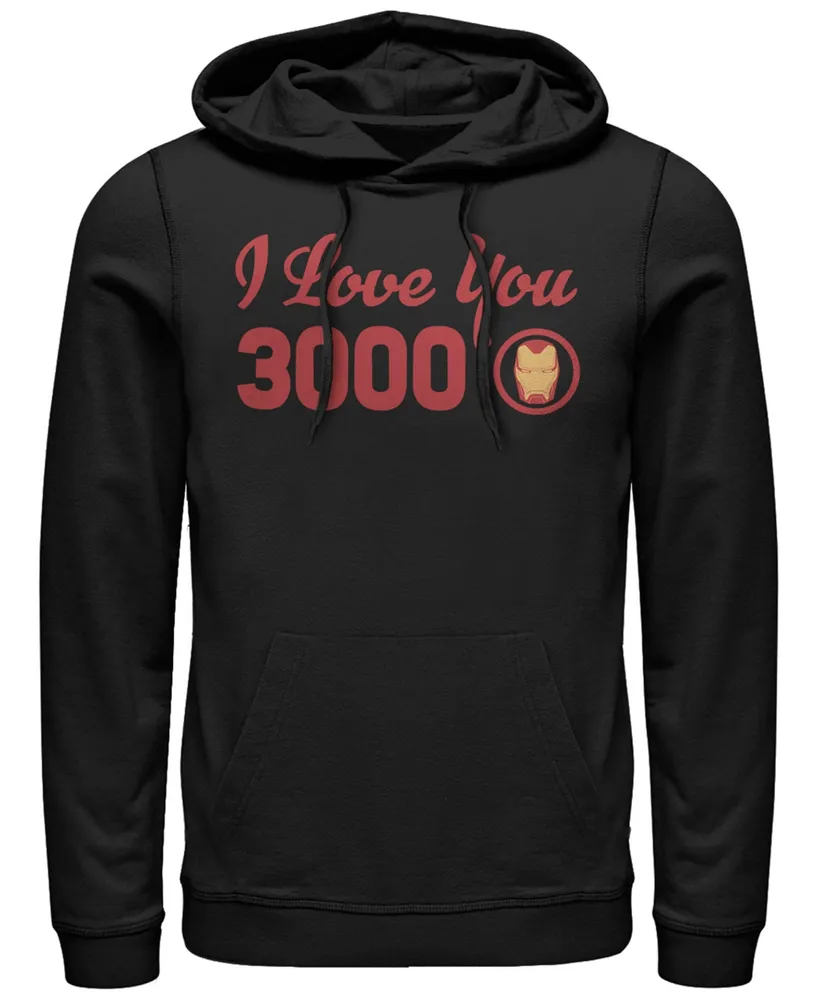 Marvel Men's Avengers Endgame Iron Man I Love You 3000 Text, Pullover Hoodie