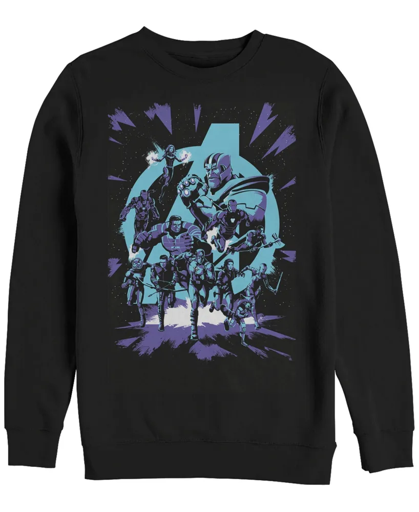 Marvel Men's Avengers Endgame Group Shot Comic Logo, Crewneck Fleece