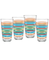 Fiesta Rainbow Radiance Stripes 16-Ounce Tapered Cooler Glass Set of 4