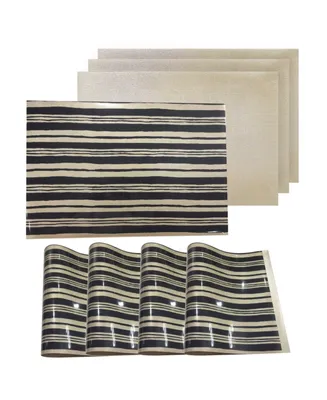 Dainty Home Reversible Metallic Place Mats Non-Slip Jagged 12" x 18" Placemats - Set of 4