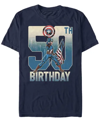 Fifth Sun Men's Marvel Captain America 50th Birthday Short Sleeve T-Shirt