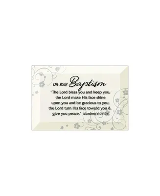 Dexsa Baptism Beveled Glass Plaque with Easel, 4" x 6"