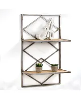 American Art Decor Wood and Hanging Shelf Rack