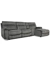 Hutchenson 4-Pc. Fabric Chaise Sectional with 1 Power Recliner, Headrest and Console