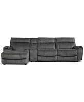 Closeout! Hutchenson 4-Pc. Fabric Chaise Sectional with 1 Power Recliner, Headrest and Console