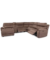 Closeout! Hutchenson 6-Pc. Fabric Chaise Sectional with 2 Power Recliners and Console