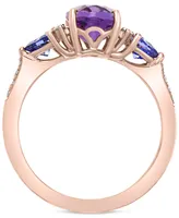 Effy Amethyst (1-5/8 ct. t.w.), Tanzanite (3/4 ct. t.w.) & Diamond (1/10 ct. t.w.) Ring in 14k Rose Gold