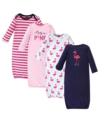 Hudson Baby Baby Girls Cotton Gowns, Bright Flamingo