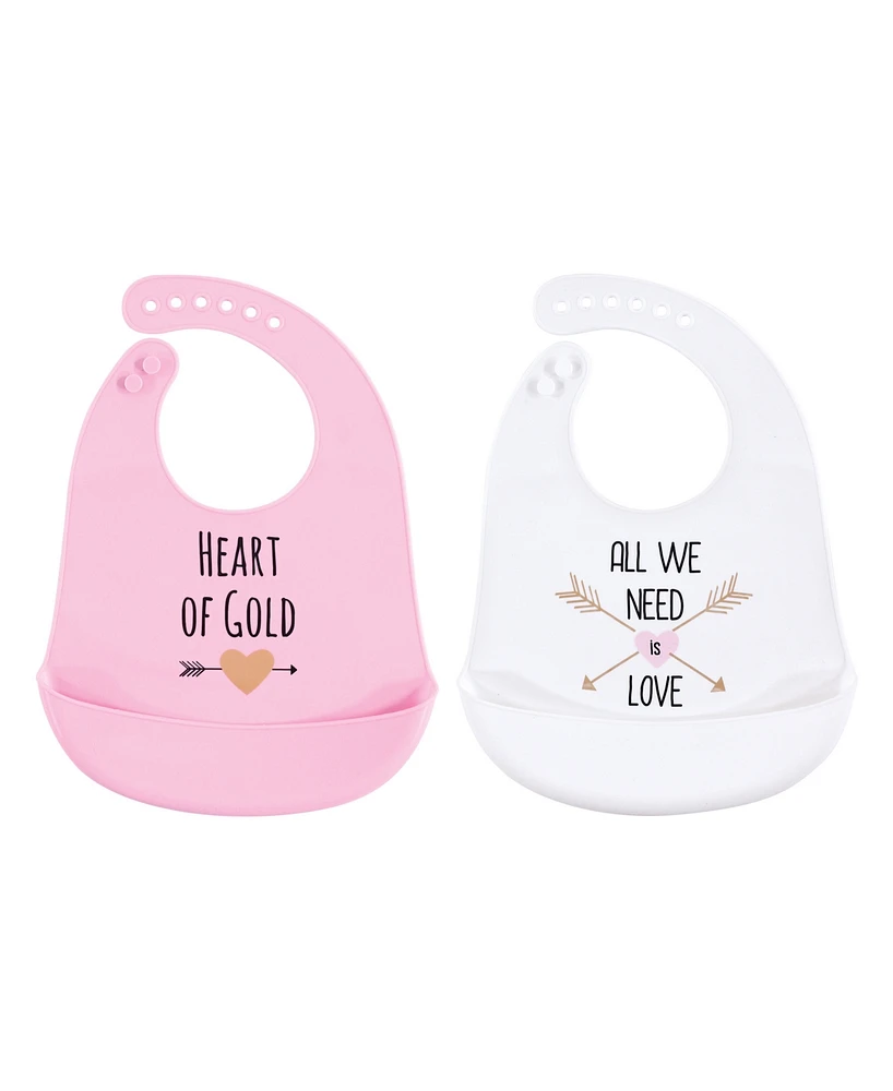 Hudson Baby Infant Girl Silicone Bibs 2pk