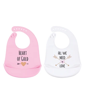 Hudson Baby Infant Girl Silicone Bibs 2pk