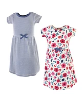 Touched by Nature Little Girls Youth Organic Cotton Short-Sleeve Dresses 2pk, Garden Floral