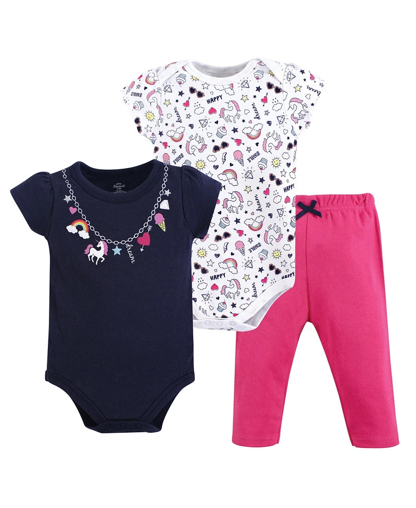 Little Treasure Baby Girls Cotton Bodysuit and Pant Set