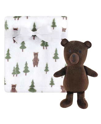 Hudson Baby Infant Boy Plush Blanket with Toy, Forest Bear, One