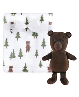 Hudson Baby Infant Boy Plush Blanket with Toy, Forest Bear, One