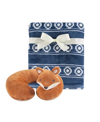 Hudson Baby Infant Boy Neck Pillow and Plush Blanket Set, Modern Fox, One