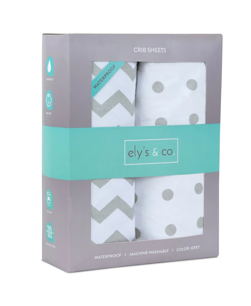 Ely's & Co. Baby Fitted Waterproof Crib Sheet 100% Combed Jersey Cotton