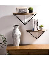 Glitzhome Farmhouse Metal and Wooden Wall Shelves, Set of 2