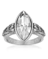 Pewter Diamond Shaped Crystal Ring